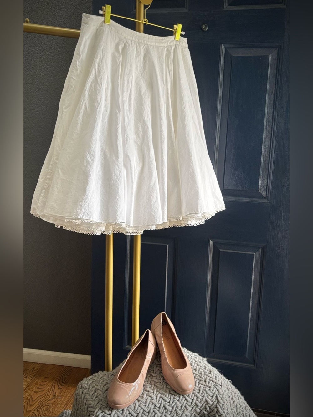 🐩 ODILLE Anthropologie Full Petticoat Midi Skirt 100% cotton, eyelet lace - Picture 10 of 15